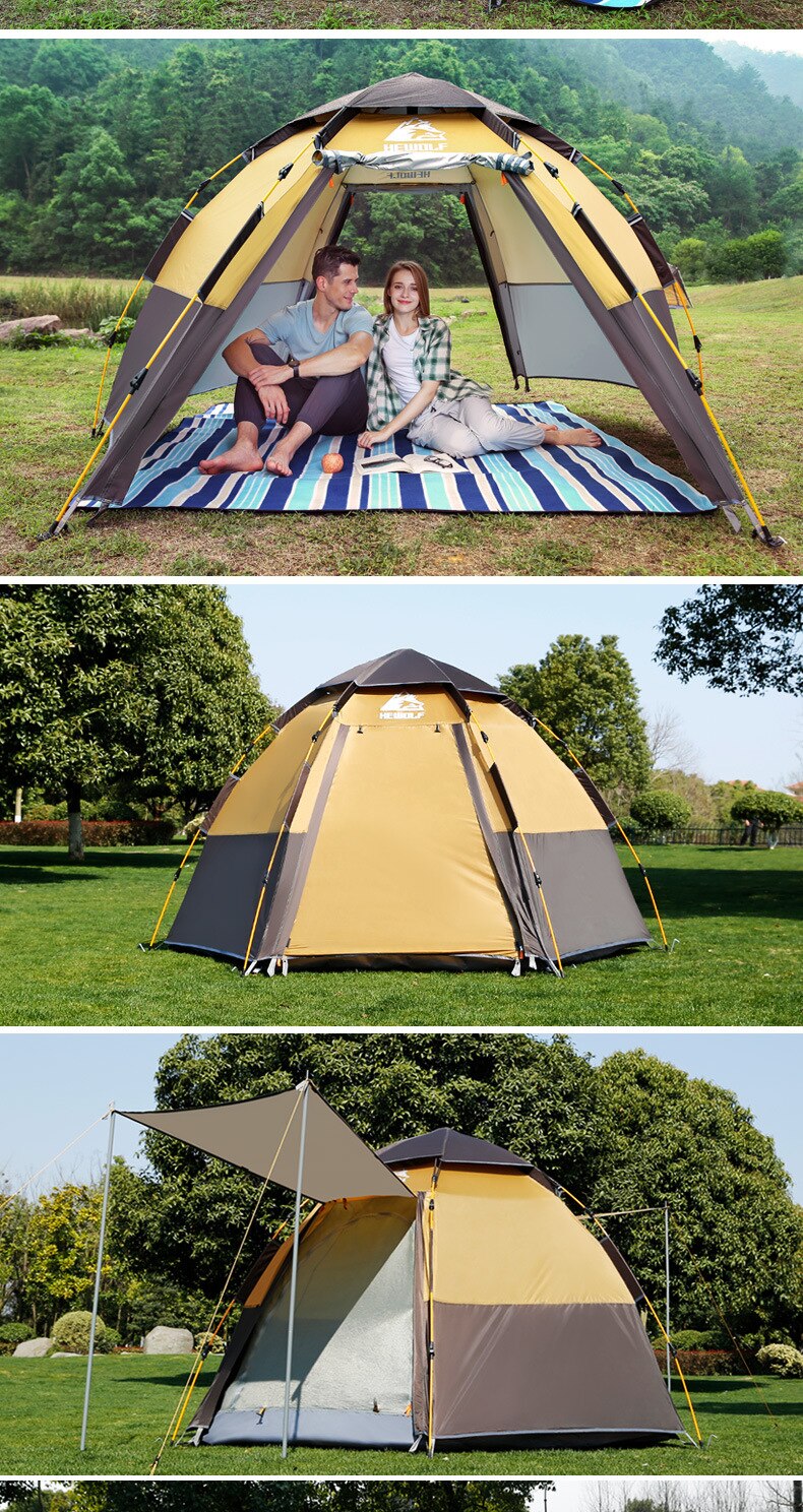 Cheap Goat Tents Automatic Tent Outdoor 3 4 Person Large Family Double Deck Tent Anti UV Waterproof Camping Beach Tent Fishing Hiking Picnic Tents 